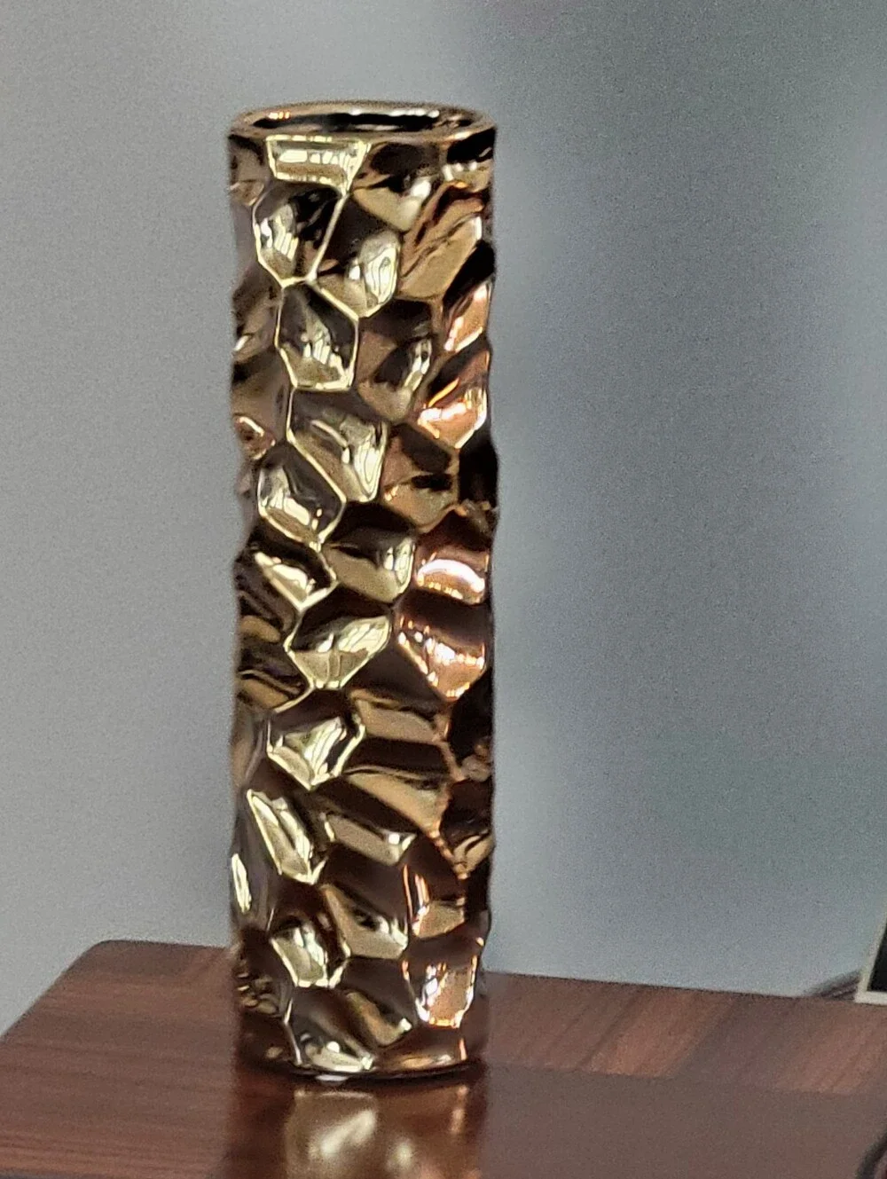 Modern,Metallic Gold Textured Ceramic Vase 12
